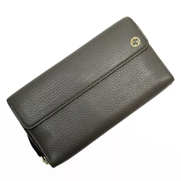 GUCCI Interlocking G Bifold Long Wallet gray leather - Picture 1 of 10